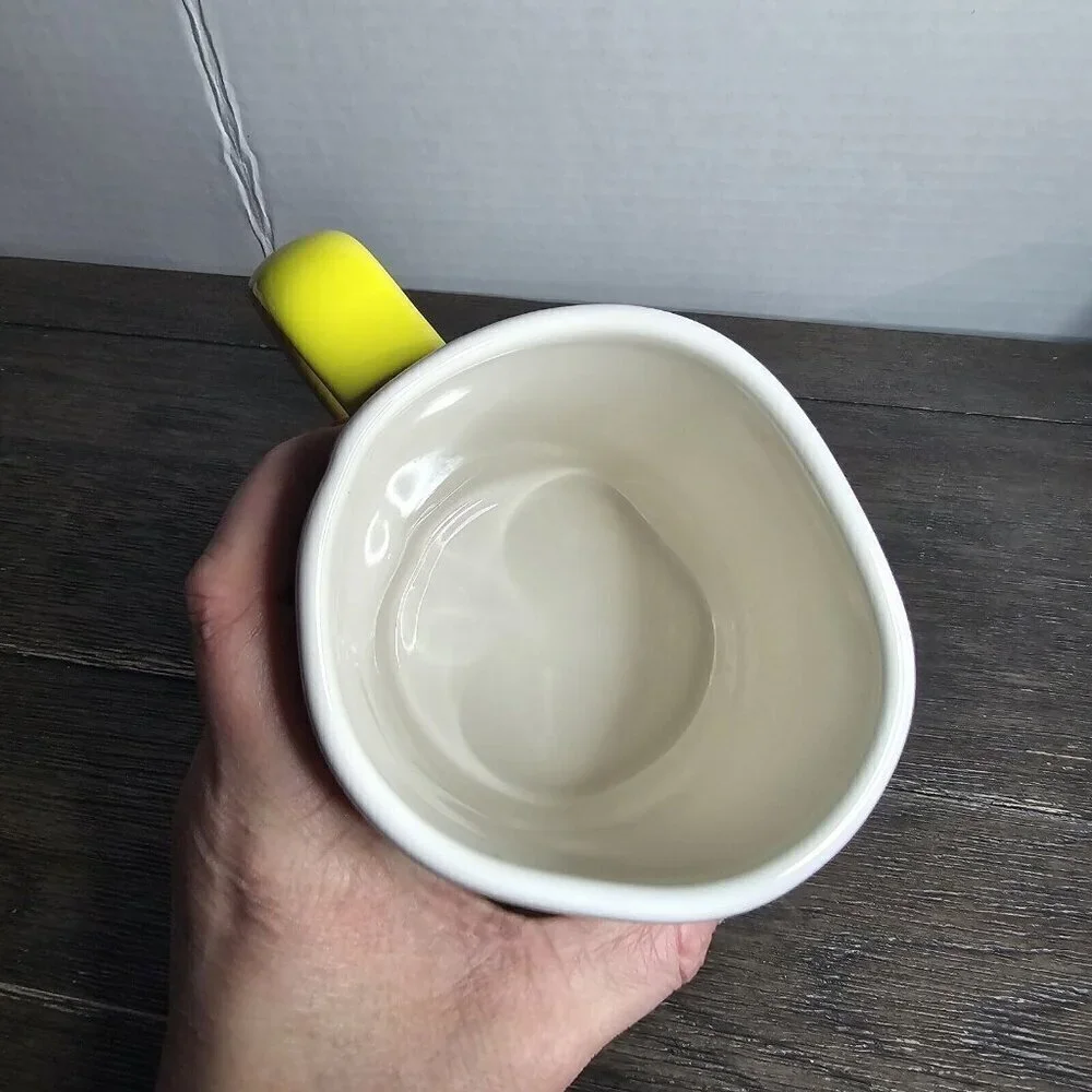 Rae Dunn Artisan Tea Mug Yellow Handle Farmhouse Magenta Basics